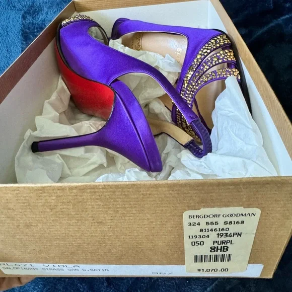 Louboutin BRAND NEW w Box Satin & Swarovski Heels - Picture 4 of 5